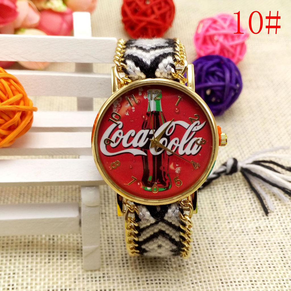 Reloj de pulsera de lana tejida a mano reloj de cuarzo de moda