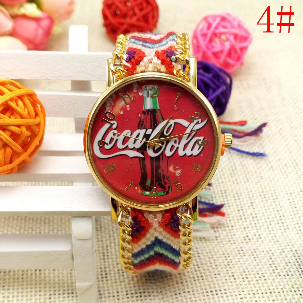 Reloj de pulsera de lana tejida a mano reloj de cuarzo de moda