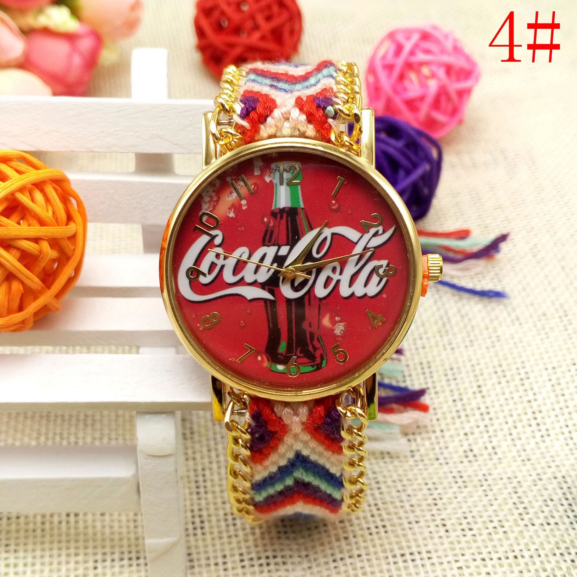 Reloj de pulsera de lana tejida a mano reloj de cuarzo de moda