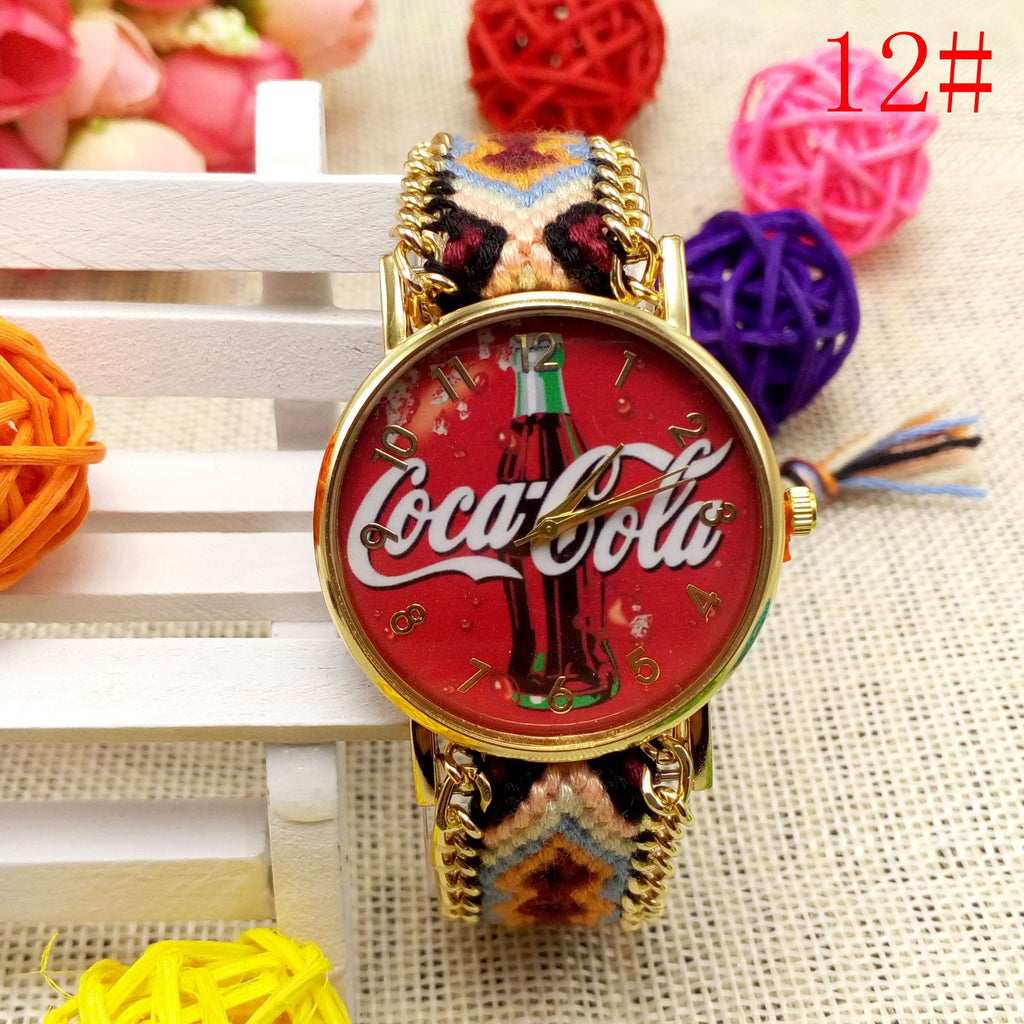 Reloj de pulsera de lana tejida a mano reloj de cuarzo de moda