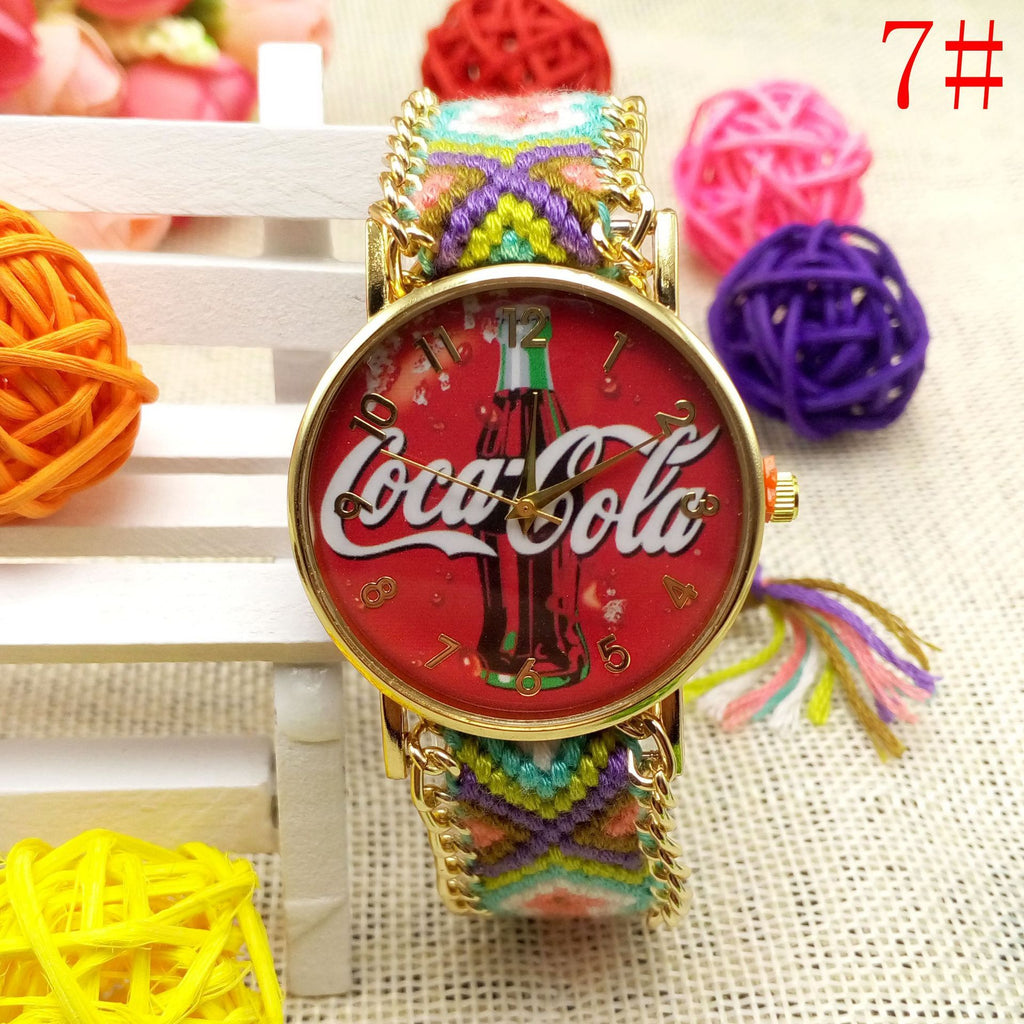 Reloj de pulsera de lana tejida a mano reloj de cuarzo de moda