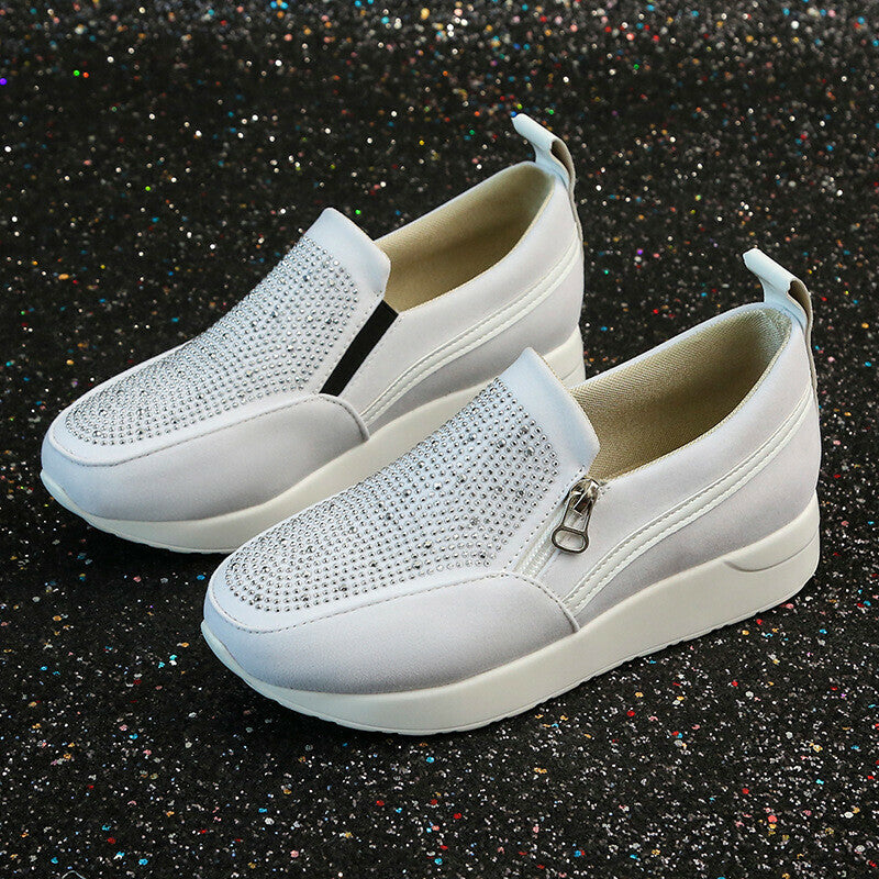 Zapatillas Ortopédicas De Cuña Con Cremallera Lateral Ahuecada Para Mujer