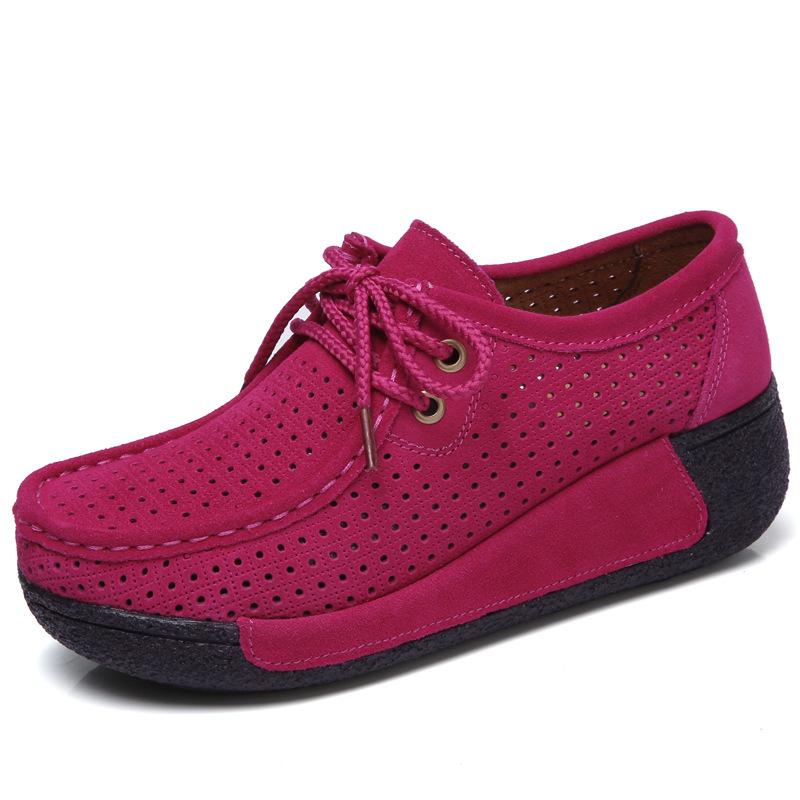 [W-Zapato] Zapatos De Cuña Casuales Con Plataforma Con Cordones