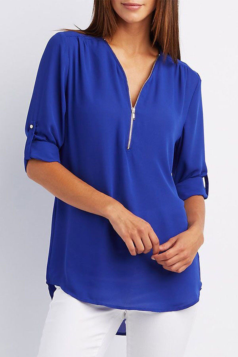 Chaqueta de color con cuello V para mujer
