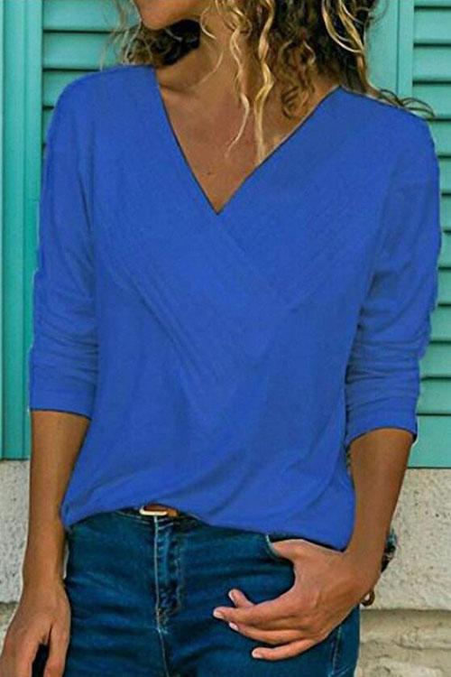 Ceridress Classic V-Neck Basic Tops Camiseta(8 Colores)