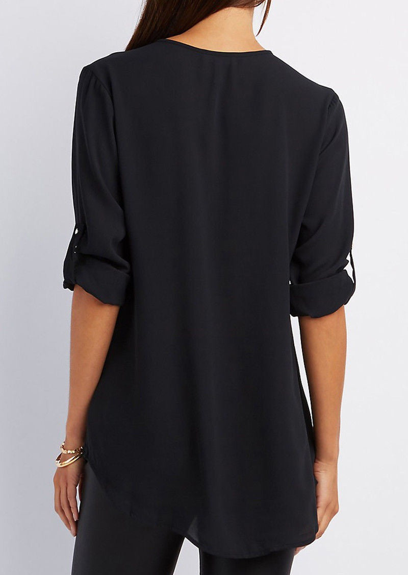 Chaqueta de color con cuello V para mujer