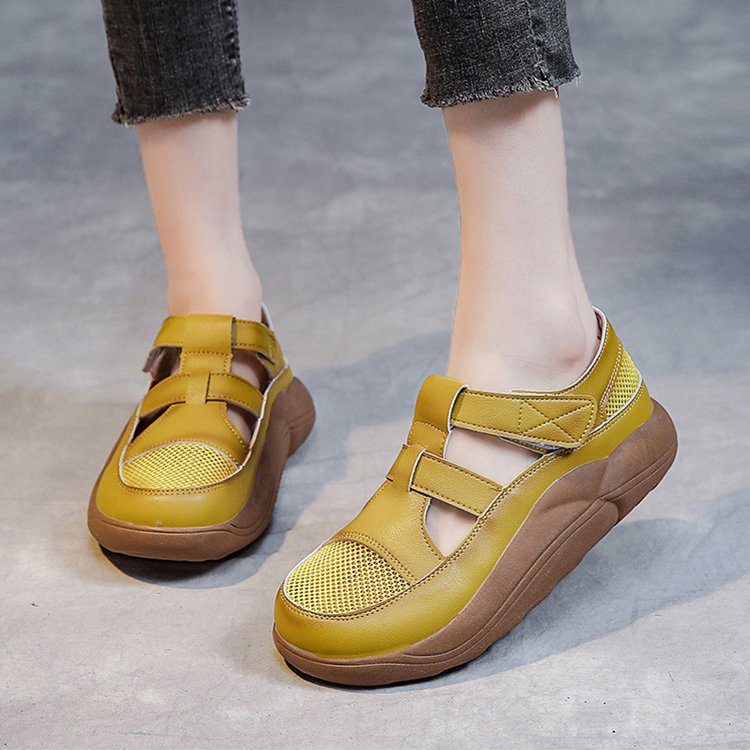 Zapatos Ventilados Con Suela Gruesa Y Superficie De Red Son Cómodos.