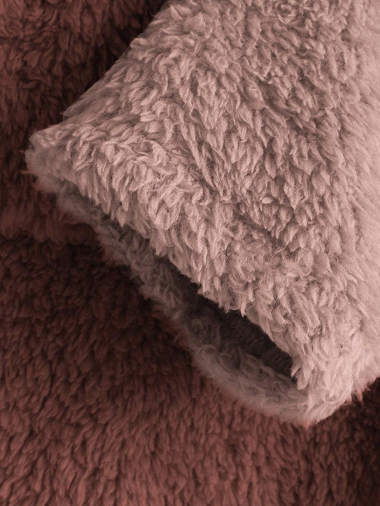 Suéter con capucha de color sólido de felpa suelta para mujer - MXbueno