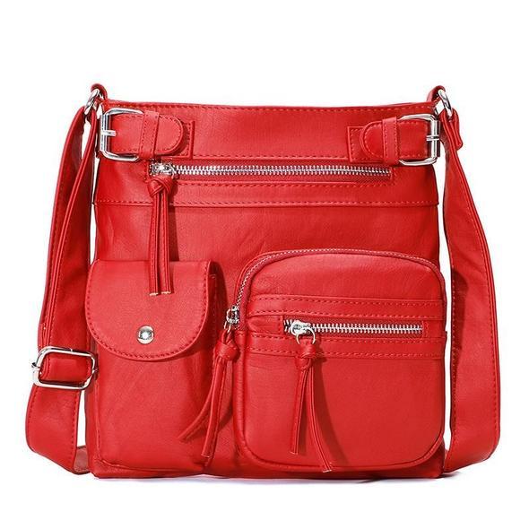 [W-Bolso] Bolso Bandolera Multibolsillo Bandolera De Hombro Suave De Piel