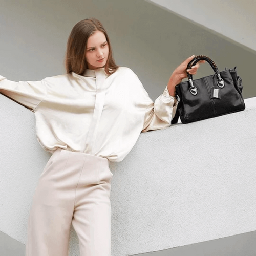 Bolso Tote Clásico Con Múltiples Bolsillos De Cuero Encerado Al Aceite