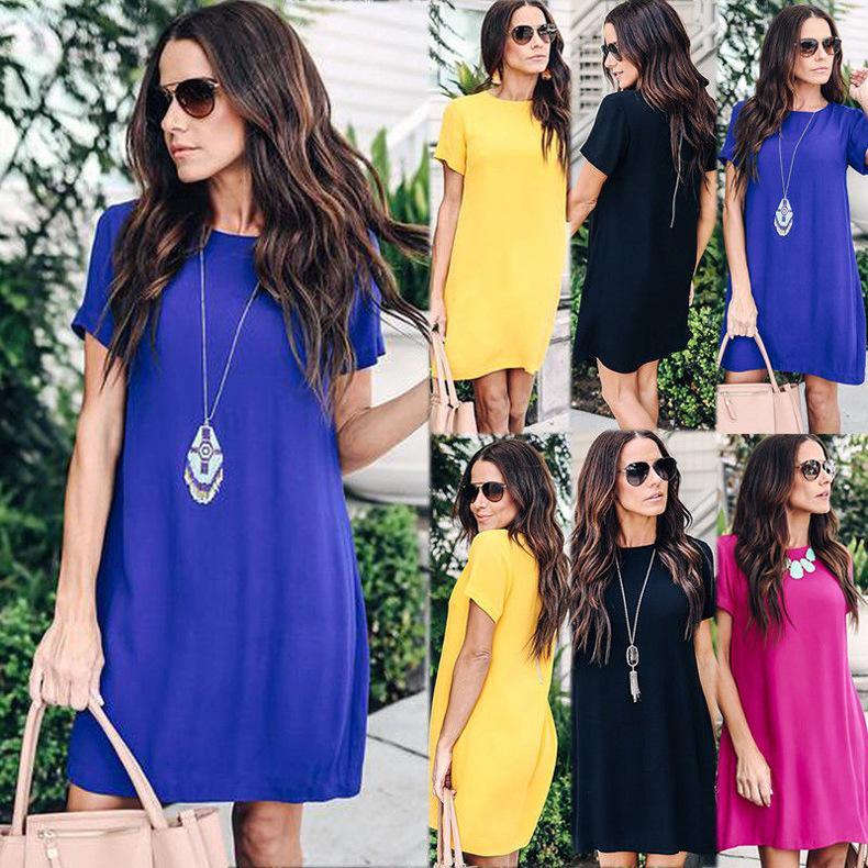 Vestido Suelto De Color Liso - MXbueno