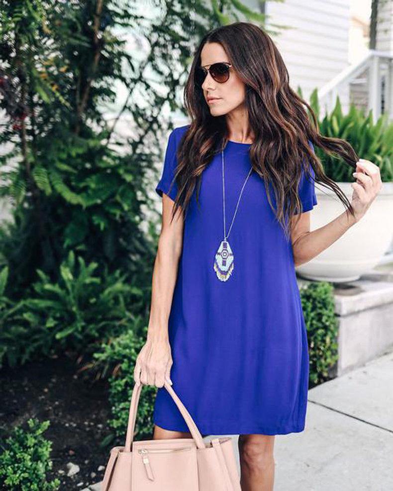 Vestido Suelto De Color Liso - MXbueno