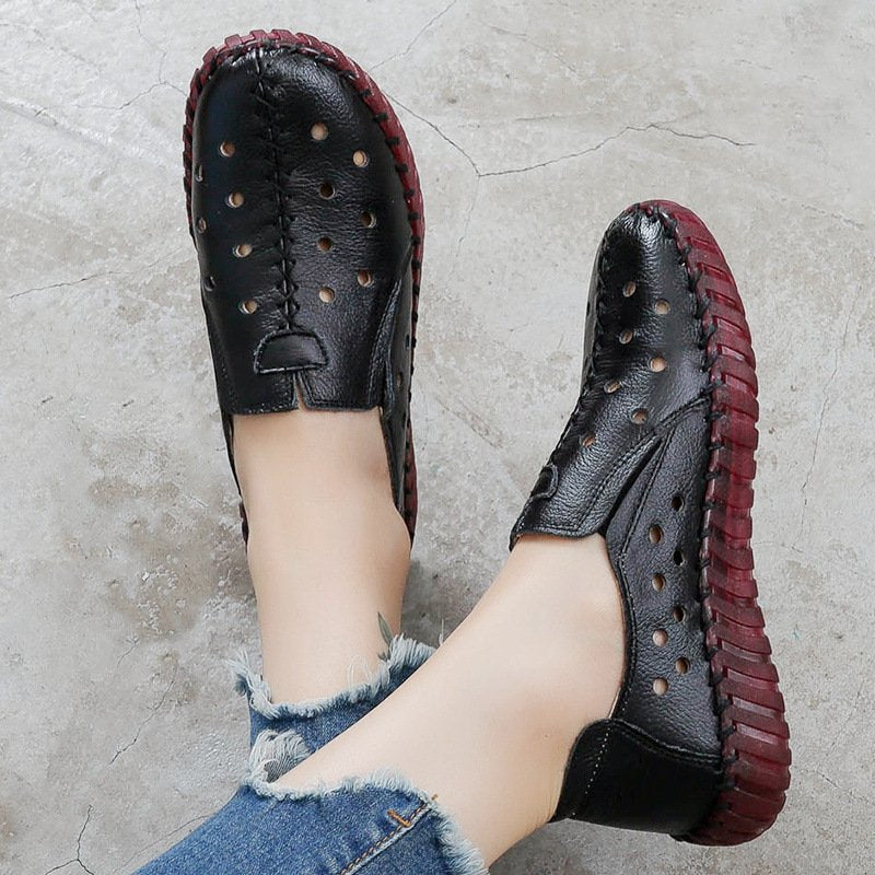 [W-Zapato] Zapatos De Cuero Genuino De Verano, Nuevos Zapatos De Mujer A La Moda, Zapatos Planos Para Mujer