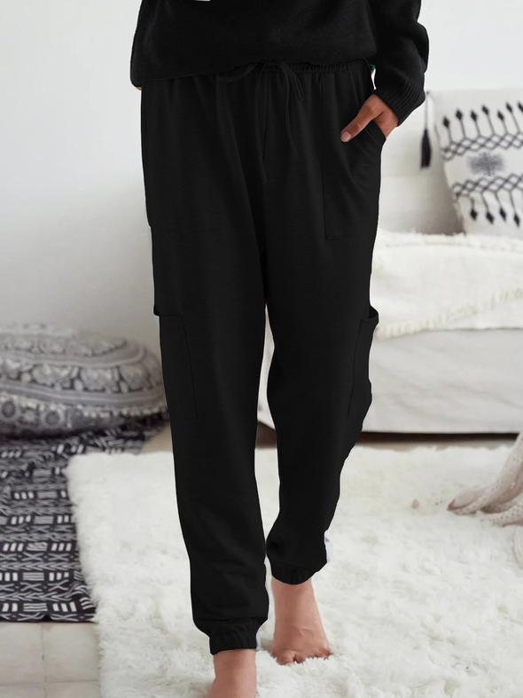 Pantalón Casual Holgado Con Múltiples Bolsillos Para Mujer