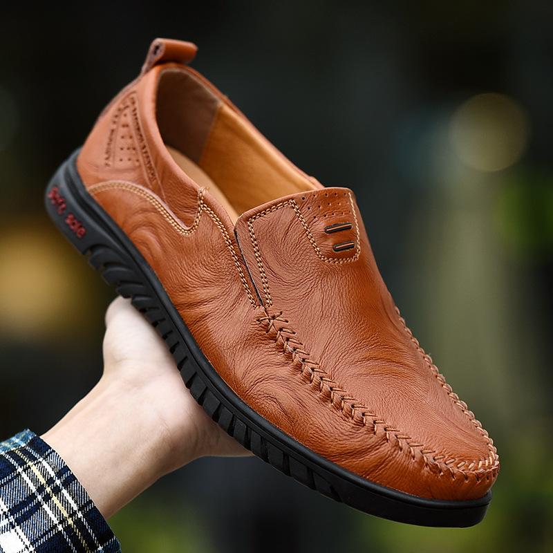 Zapatos Casuales De Cuero Con Suela Suave Para Hombres Nuevos