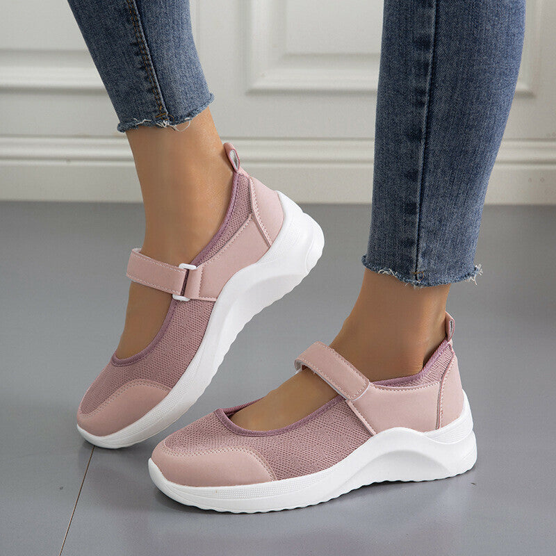 Sandalias Sencillas Con Velcro Y Plataforma Cómodas De Color Liso Para Mujer