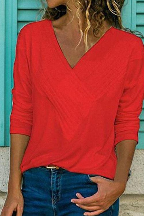 Ceridress Classic V-Neck Basic Tops Camiseta(8 Colores)