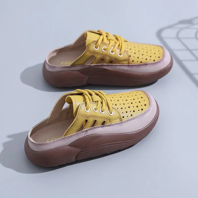 [W-Zapato] Nuevas Sandalias De Punta Envuelta Con Suela Gruesa