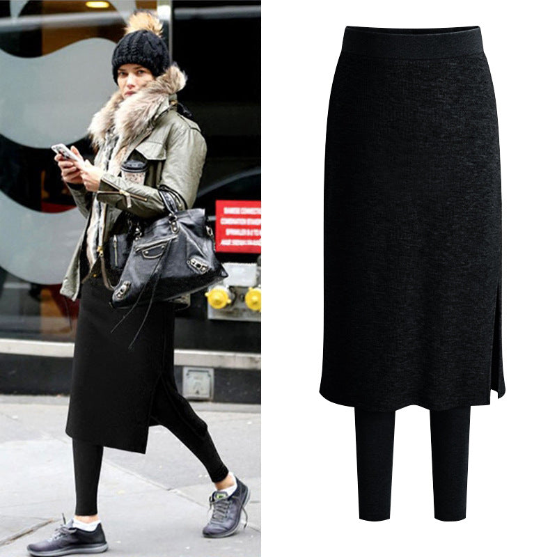 Leggings De Una Pieza Para Mujer, Ropa Exterior Para Otoño E Invierno, Más Grasa Para Aumentar Los Culottes Cálidos De Longitud Media.