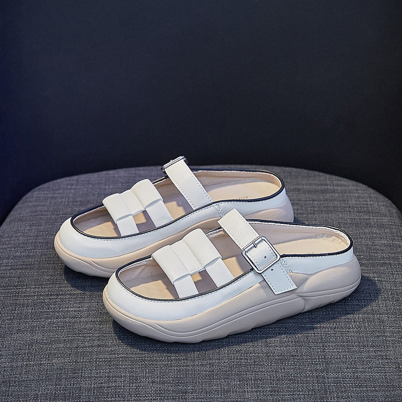 [W-Zapato] Sandalias Chaqueta Femenina Sandalias De Suela Gruesa Zapatillas De Playa Casual Retro Cr60