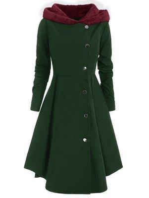 Chaqueta cortavientos con capucha retro larga abrigo adelgazante delgado mujer - MXbueno