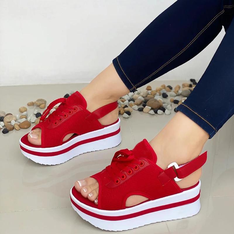 [W-Zapato] Sandalias Con Cinta Mágica Y Punta Abierta Atléticas A La Moda Para Mujer