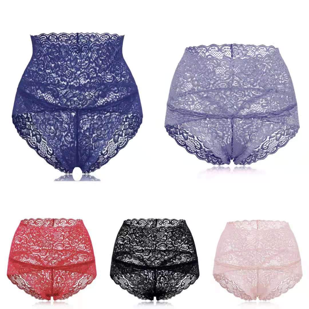 Braguita levantador de glúteos con forma de barriga de algodón de encaje de cintura alta