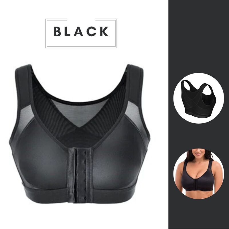 Sujetador De Cierre Frontal Con Soporte Trasero Transpirable De Talla Grande Con Tirantes Ajustables