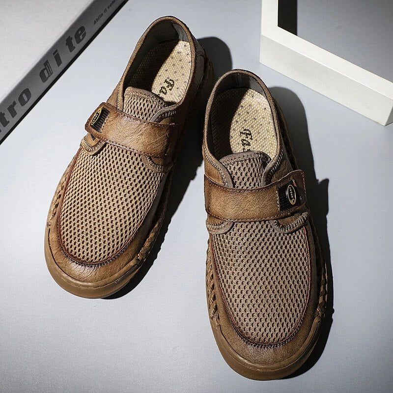 Zapatos Casuales De Malla Transpirable Para Hombres, Zapatos Retro Ligeros Hechos A Mano Para Caminar Al Aire Libre