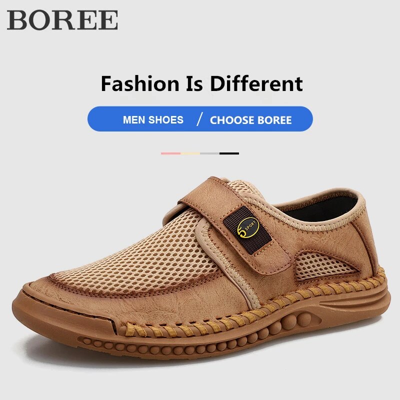 Zapatos Casuales De Malla Transpirable Para Hombres, Zapatos Retro Ligeros Hechos A Mano Para Caminar Al Aire Libre