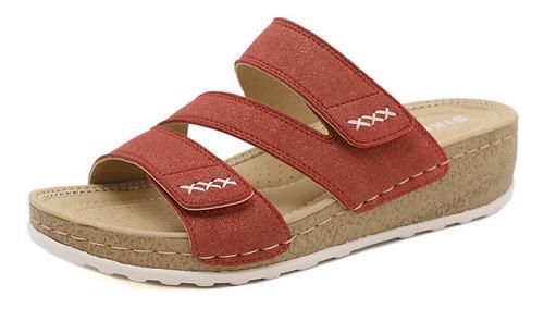 [W-Zapato] 2022 Verano Nueva Red Roja Al Aire Libre Simple Moda Velcro Versat