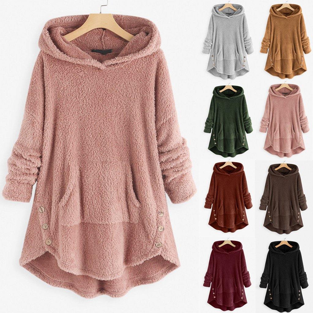 Sudaderas con capucha de gran tamaño para mujer camisetas tops Botón asimétrico - MXbueno