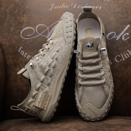 [M-Zapato] Zapatillas De Deporte De Cuero Casual Con Cordones Mocasín De Conducción Zapatos Al Aire Libre