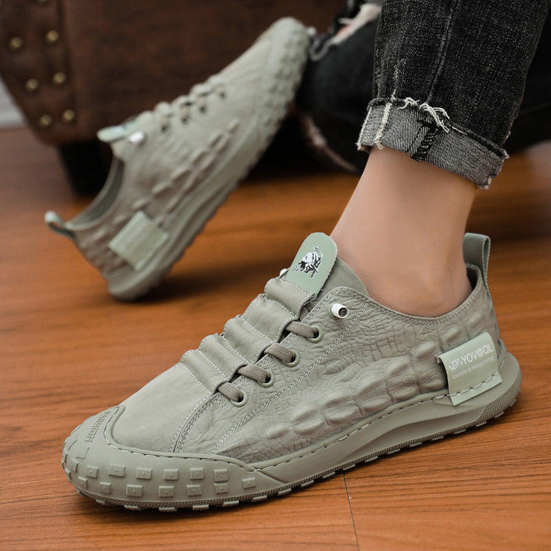 [M-Zapato] Zapatillas De Deporte De Cuero Casual Con Cordones Mocasín De Conducción Zapatos Al Aire Libre