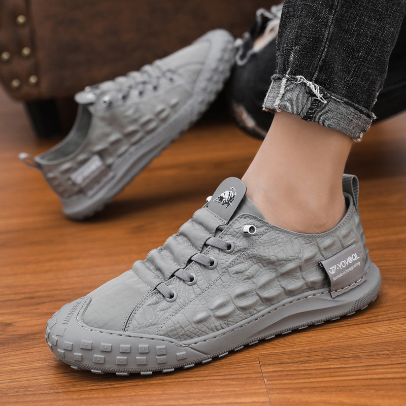 [M-Zapato] Zapatillas De Deporte De Cuero Casual Con Cordones Mocasín De Conducción Zapatos Al Aire Libre