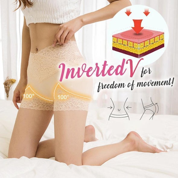 (2 Piezas) Braguitas Modeladoras De Encaje Suave Con Escote En V Alto