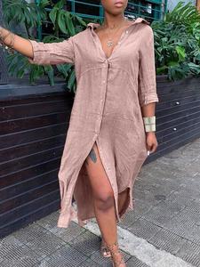 Todos los días vestido de camisa de manga con pestañas