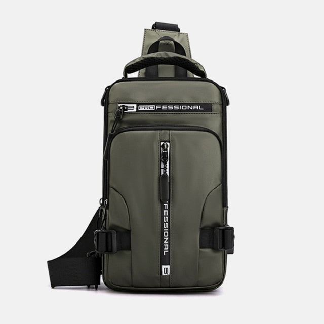 [M-Bolso] Mochila De Nailon Para Hombre, Bolso De Hombro Cruzado Con Puerto De Carga USB