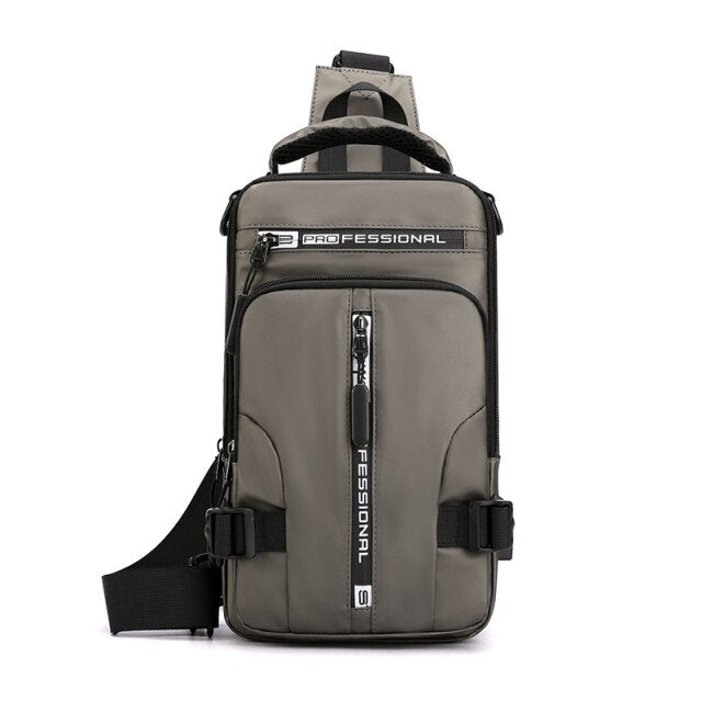 [M-Bolso] Mochila De Nailon Para Hombre, Bolso De Hombro Cruzado Con Puerto De Carga USB
