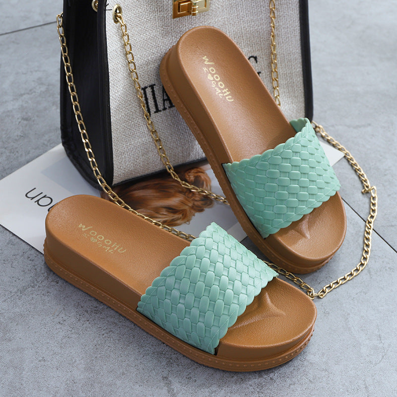 Sandalias Deslizantes De Punto De Aumento De Altura