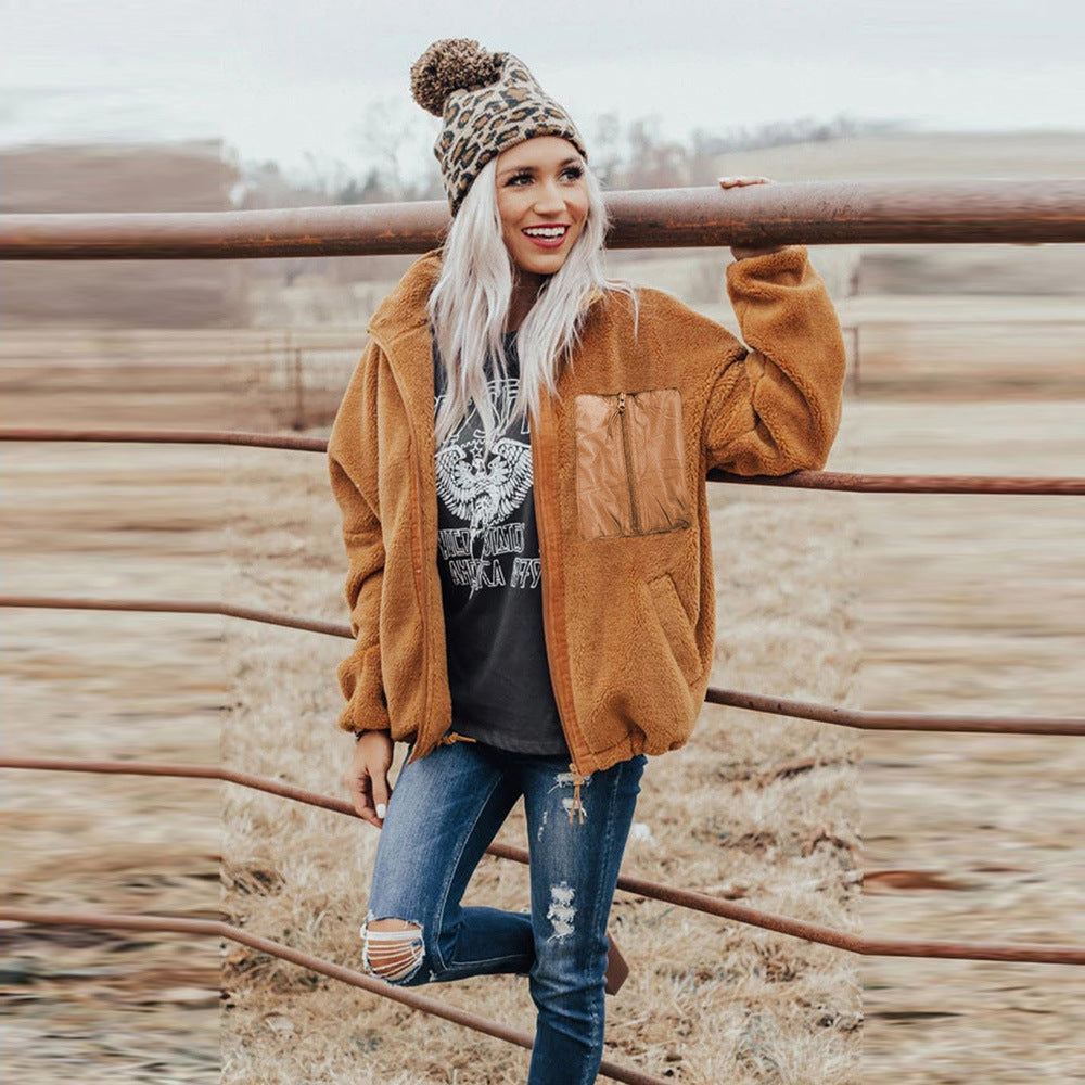 Abrigo De Lana Gruesa Para Mujer, De Comercio Exterior Europeo Y Americano, Con Cremallera, Abrigo Suelto De Gran Tamaño