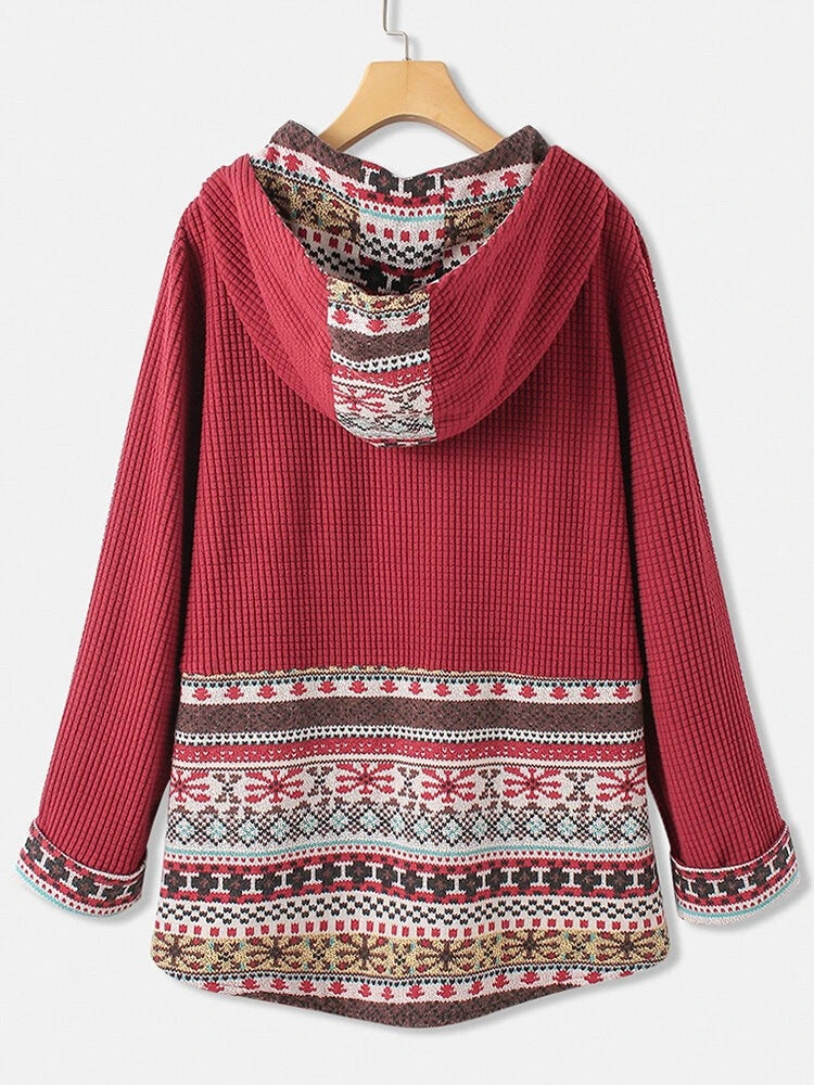 2021 Otoño E Invierno De Manga Larga Estampado De Cobertura Calle Hipster Bolsillo Grande Algodón Estilo Universitario Rojo Corto Ropa De Mujer