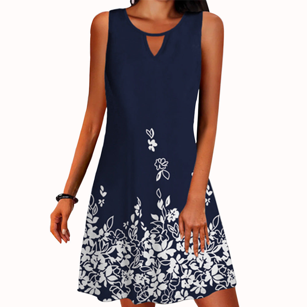 Estampado Relajado Diseño De Manga Larga Flores Rotas Vestido Sin Mangas Mujer