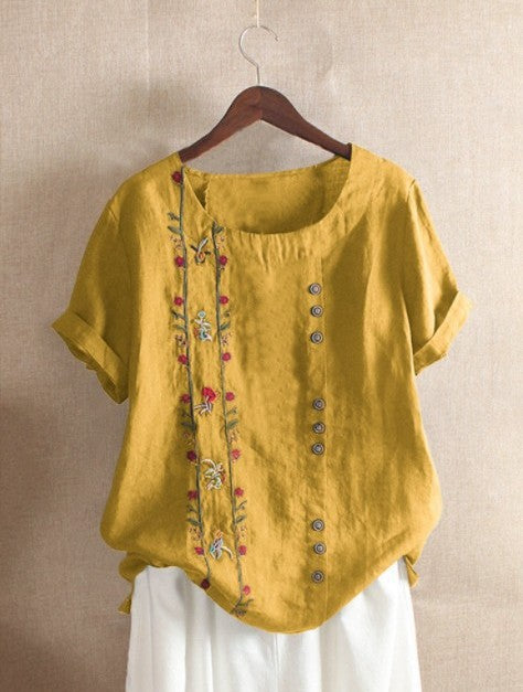 Camiseta Holgada De Manga Corta Con Cuello Redondo