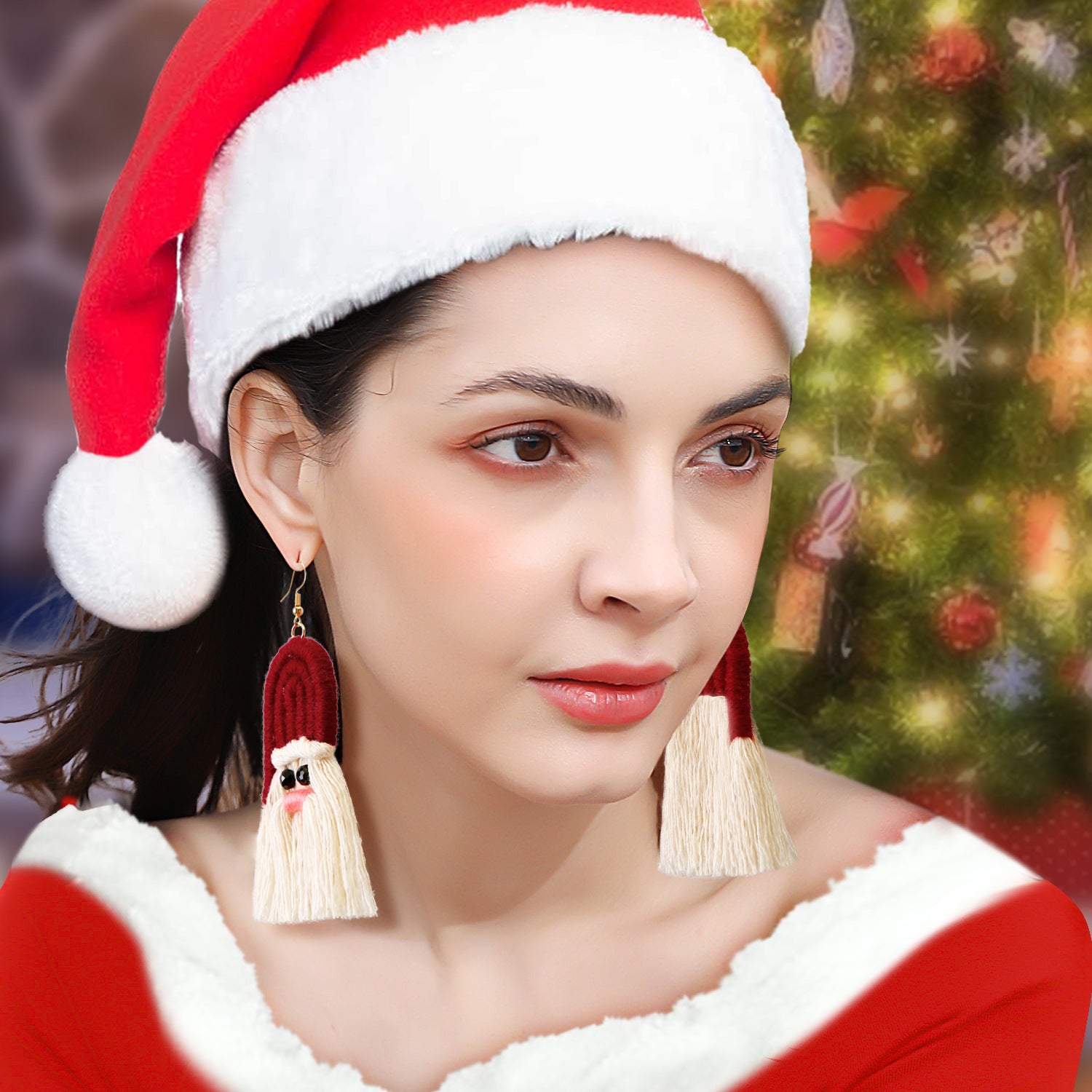 Pendientes De Navidad Europeos Y Americanos Mujer Creativa Comercio Exterior Dibujos Animados Navidad Bohemia Borla Tejiendo Pendientes Hechos A Mano