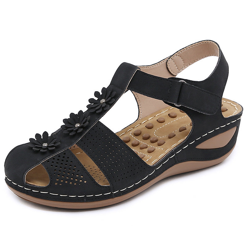 [W-Zapato] Masajear Granos De Flores Pegatinas Mágicas De Color Sólido Con Sandalias De Talón De 100 Laderas