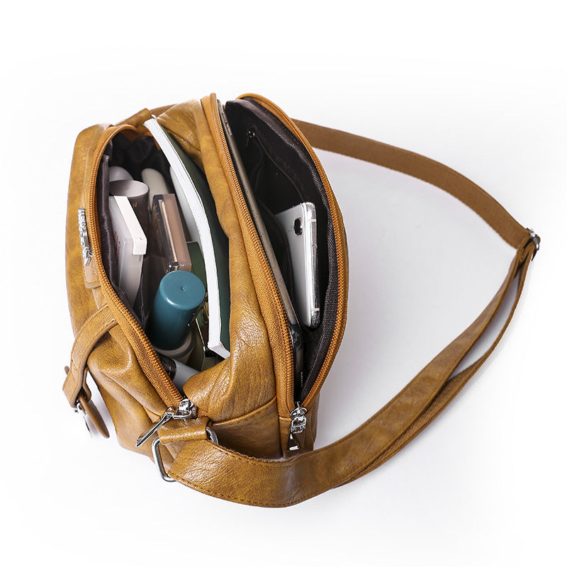 [W-Bolso] La Bolsa De Mensajero Con Textura De Cuero Suave De PU Está A La Moda Y Es Simple