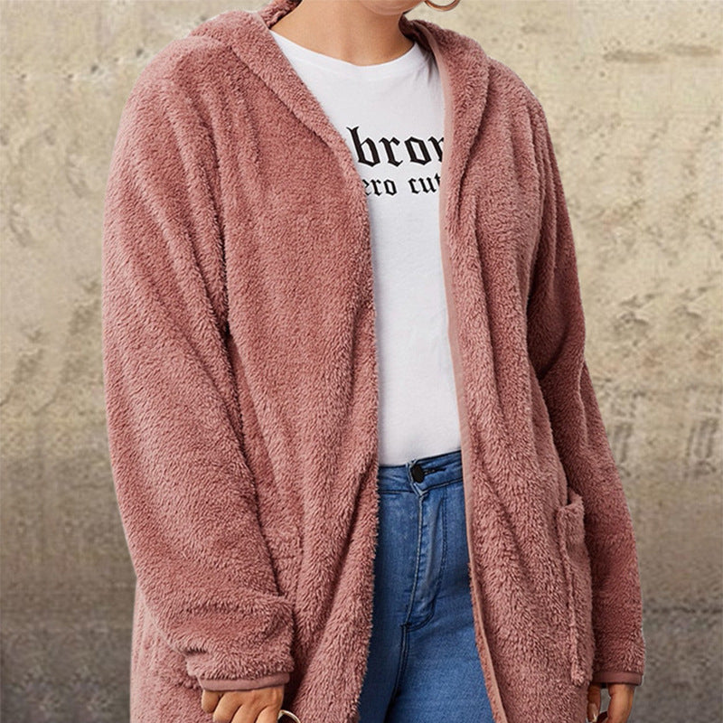 Chaqueta De Mujer De Longitud Media Delgada De Polar De Doble Cara Informal Europea Y Americana Suelta Urbana