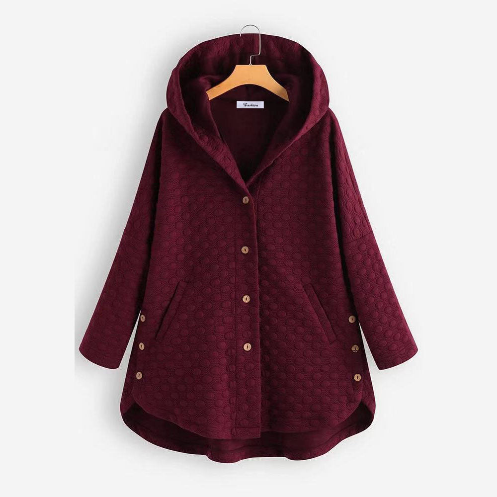 Sudadera Chaqueta Irregular Con Capucha Con Botones