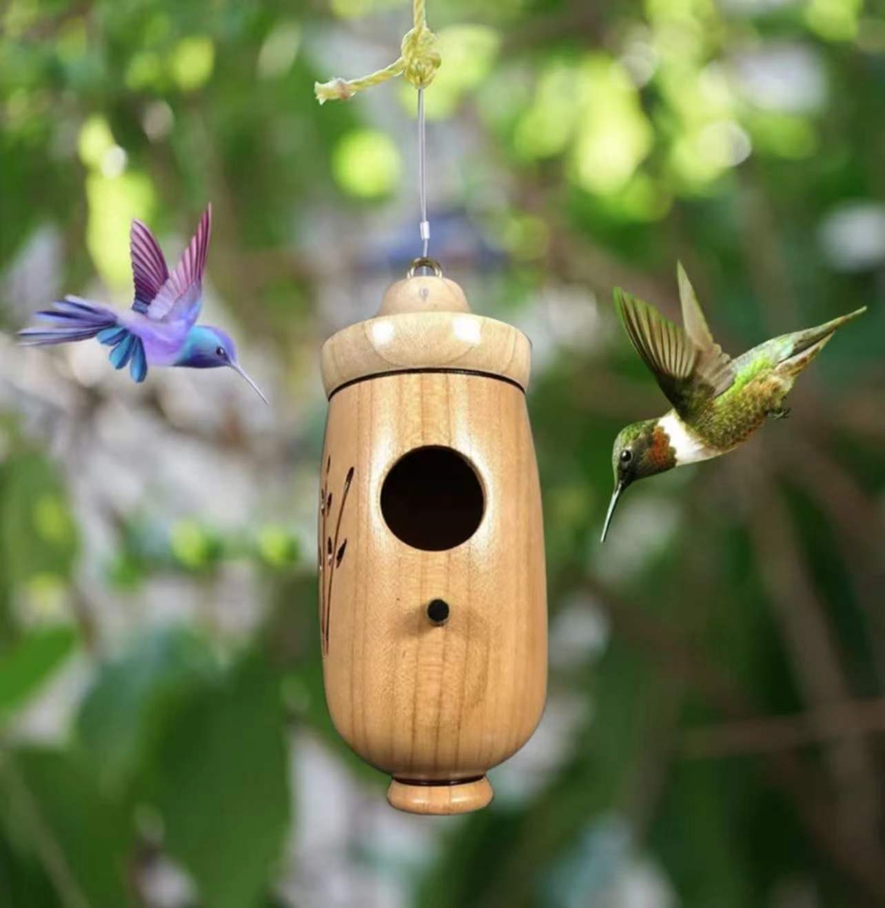 💕Casa De Colibrí De Madera-Regalo Para Amantes De La Naturaleza